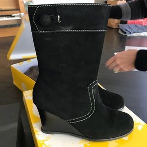COPY - Yellow Box black suede wedge boots